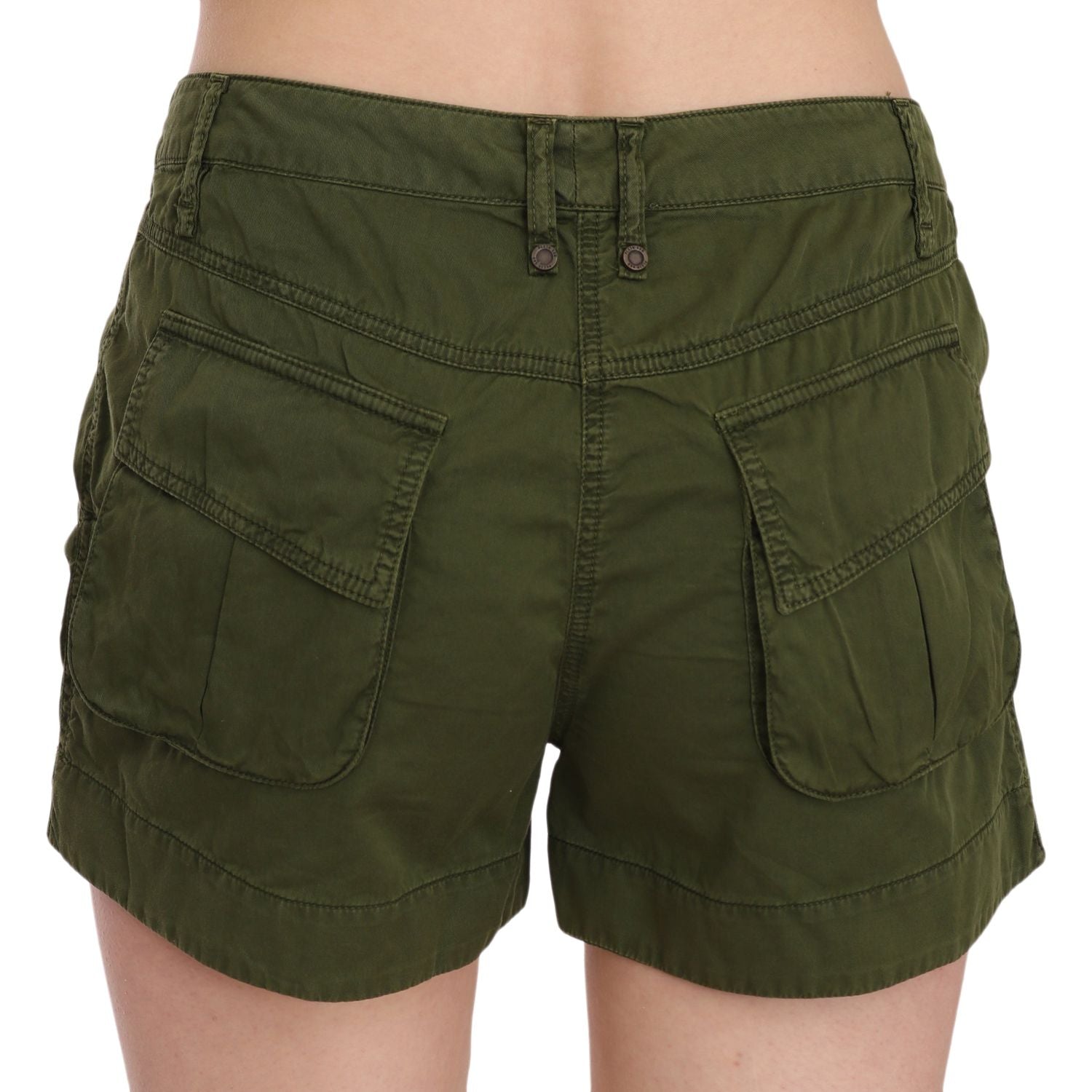 PLEIN SUD Green Mid Waist 100% Cotton Mini Shorts