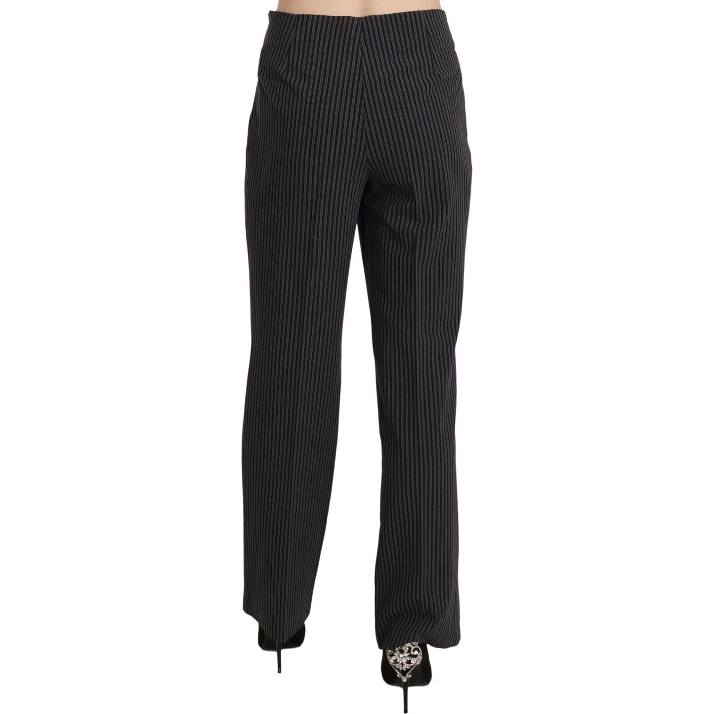 BENCIVENGA Black Striped Cotton Sretch Dress Trousers Pants