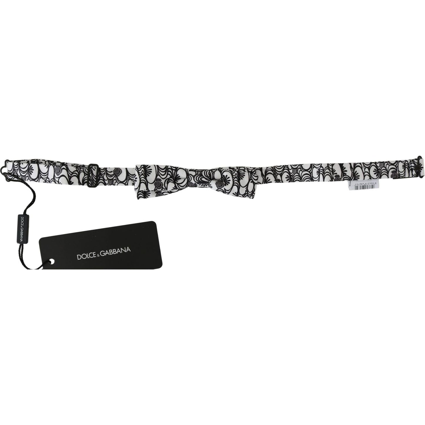 Dolce & Gabbana White Pattern Silk Adjustable Neck Papillon Tie FT2025
