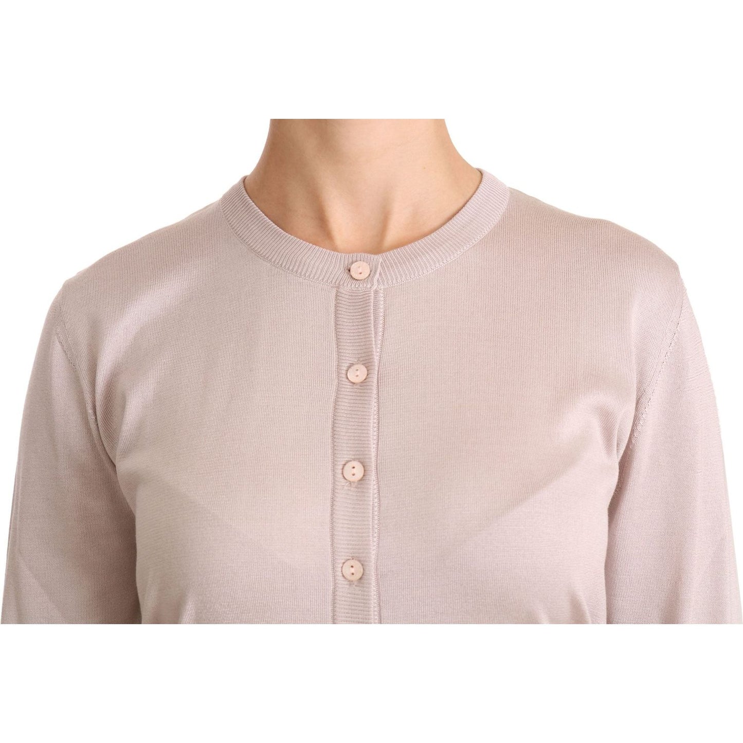 Dolce & Gabbana Silk Pink Long Sleeve Lace Top Sweater