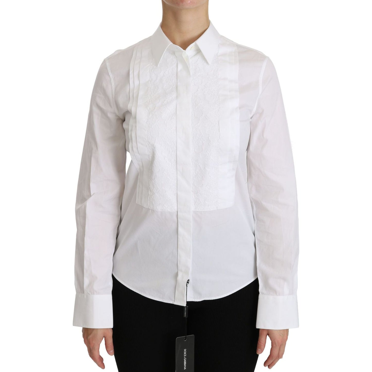 Dolce & Gabbana White Collared Long Sleeve Polo Shirt TSH4320-44