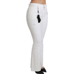 Dolce & Gabbana White Heart Flared Stretch Cotton Pants PAN70897-38