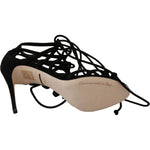 Dolce & Gabbana Black Suede Strap Stilettos Shoes Sandals Heeled Sandals