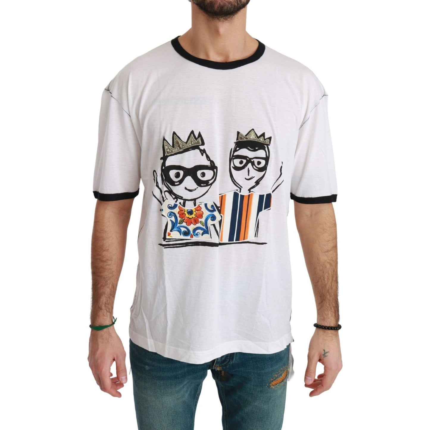 Dolce & Gabbana White Men Print #dgfamily Cotton T-shirt TSH4511-44
