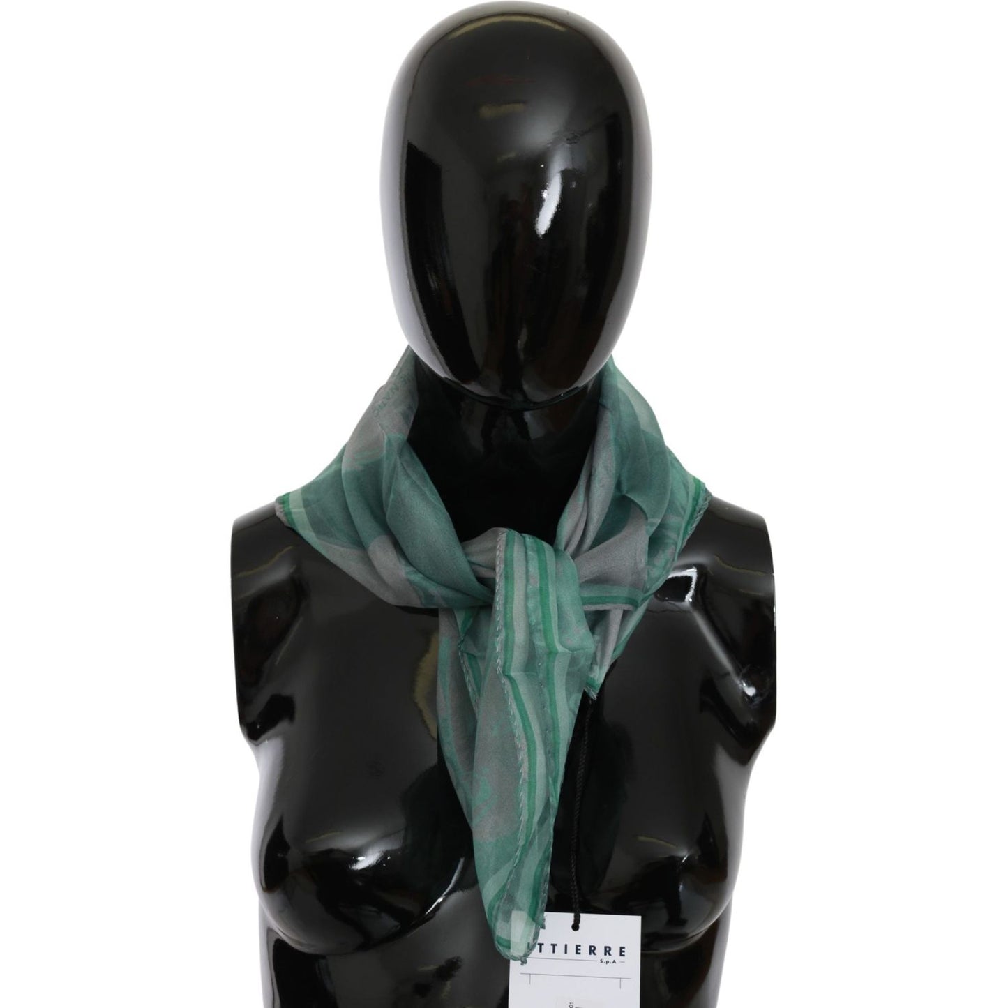 Costume National Green Silk Shawl Foulard Wrap Scarf MS1650