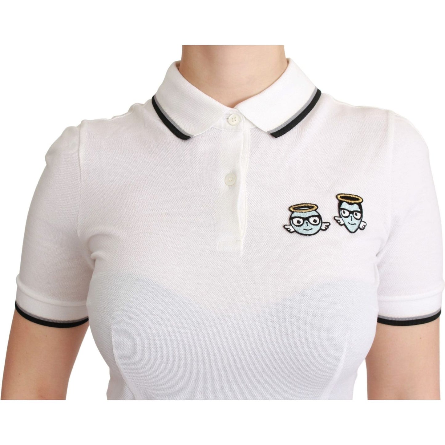 Dolce & Gabbana White Cotton Polo #dgfamily T-shirt TSH4550-36