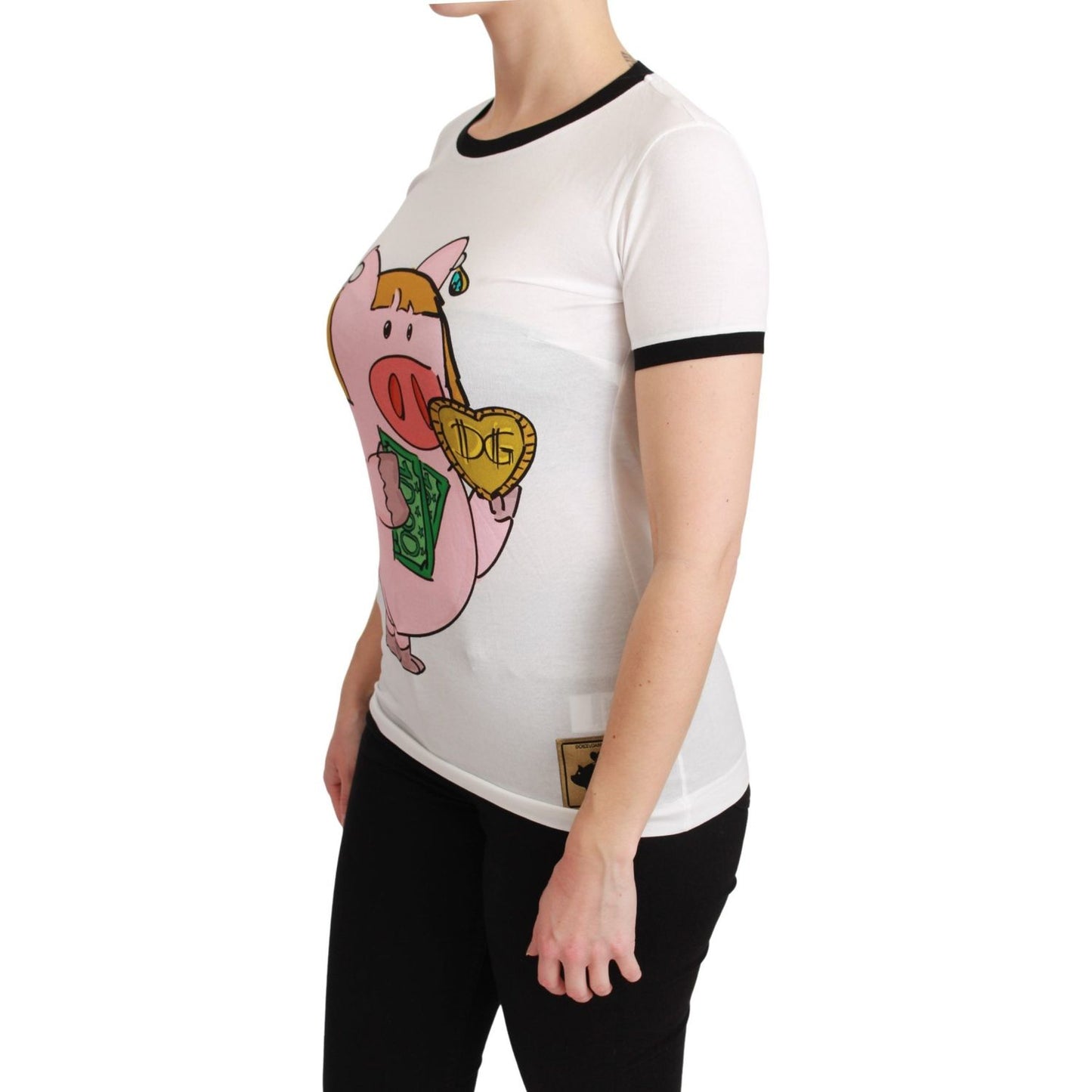 Dolce & Gabbana White YEAR OF THE PIG Top Cotton T-shirt TSH4552-36