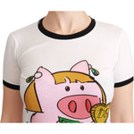 Dolce & Gabbana White YEAR OF THE PIG Top Cotton T-shirt TSH4552-36