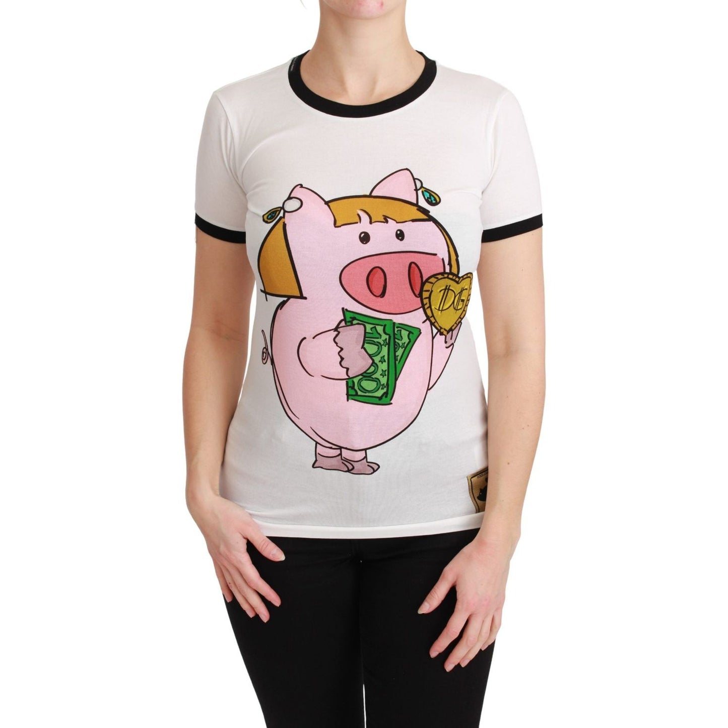 Dolce & Gabbana White YEAR OF THE PIG Top Cotton T-shirt TSH4552-36