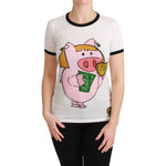 Dolce & Gabbana White YEAR OF THE PIG Top Cotton T-shirt TSH4552-36