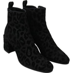 Dolce & Gabbana Elegant Black Leopard Print Short Boots Dolce & Gabbana Black
