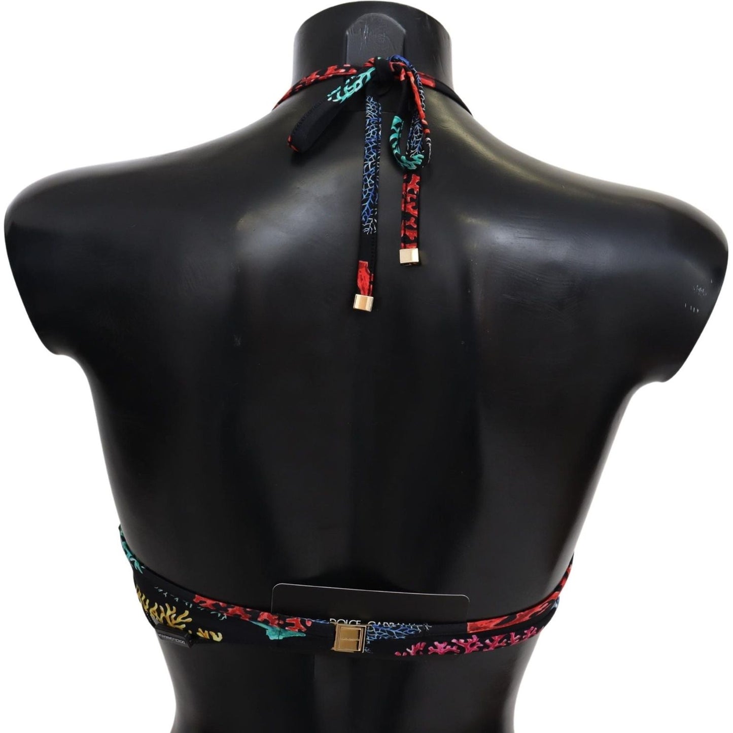 Dolce & Gabbana Black Corals Print Women Beachwear Bikini Tops