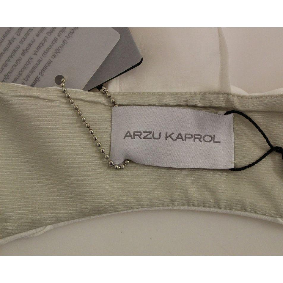 Arzu Kaprol White Lashes Open Back Vest Jacket GSS10321-2