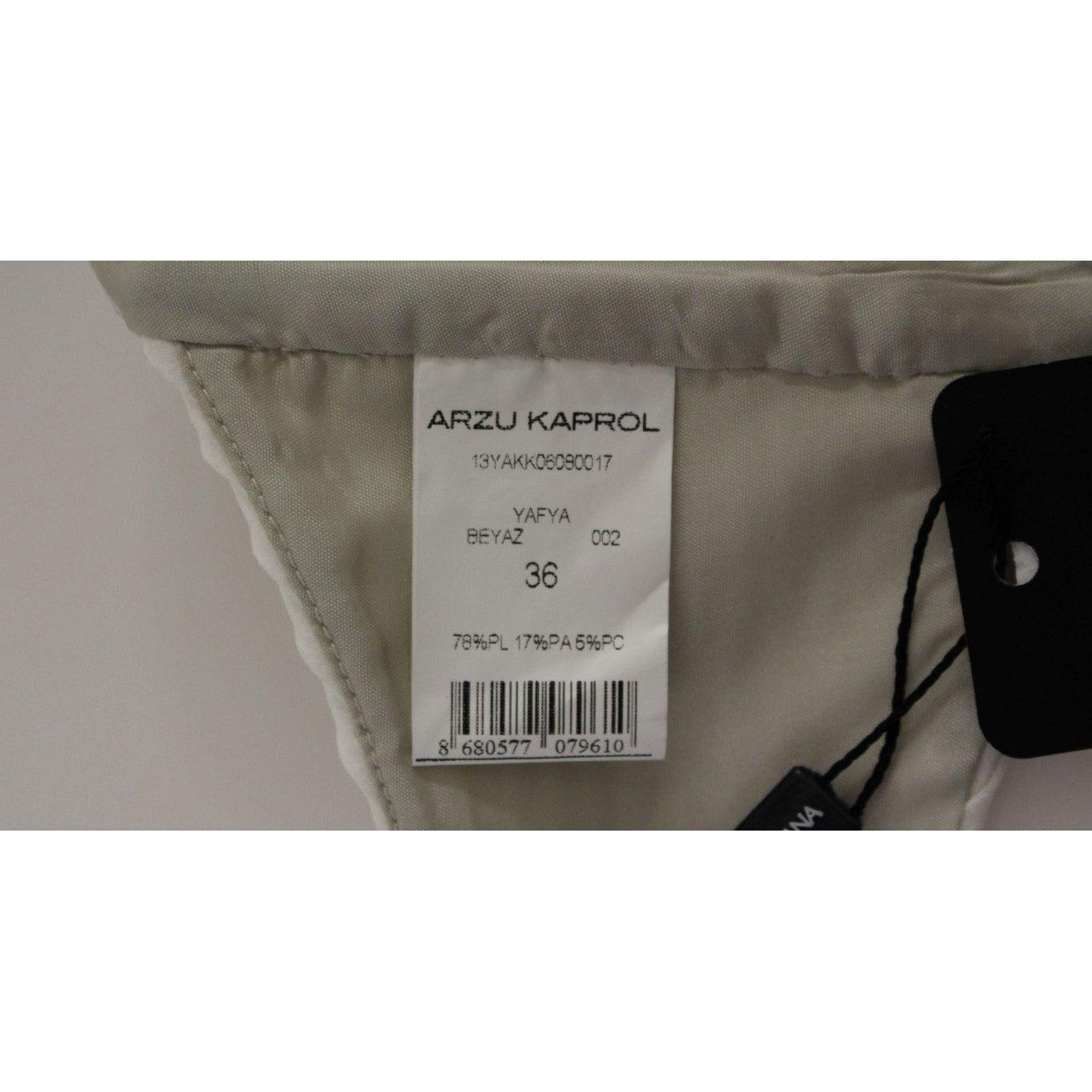 Arzu Kaprol White Lashes Open Back Vest Jacket GSS10321-2