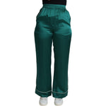 Dolce & Gabbana Green High Waist Pajama Trouser Silk Pant PAN71579-36