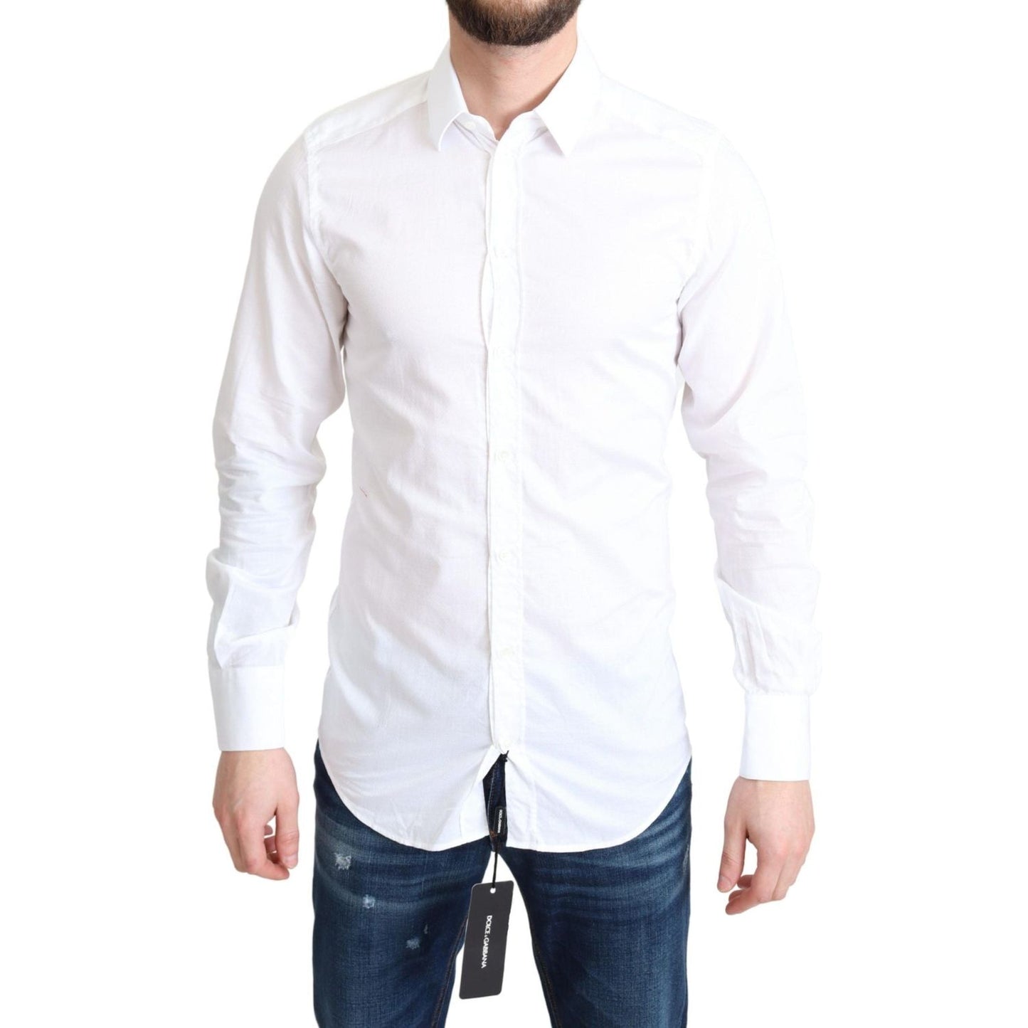 Dolce & Gabbana White Cotton Long Sleeves Formal Shirt TSH5921 -37