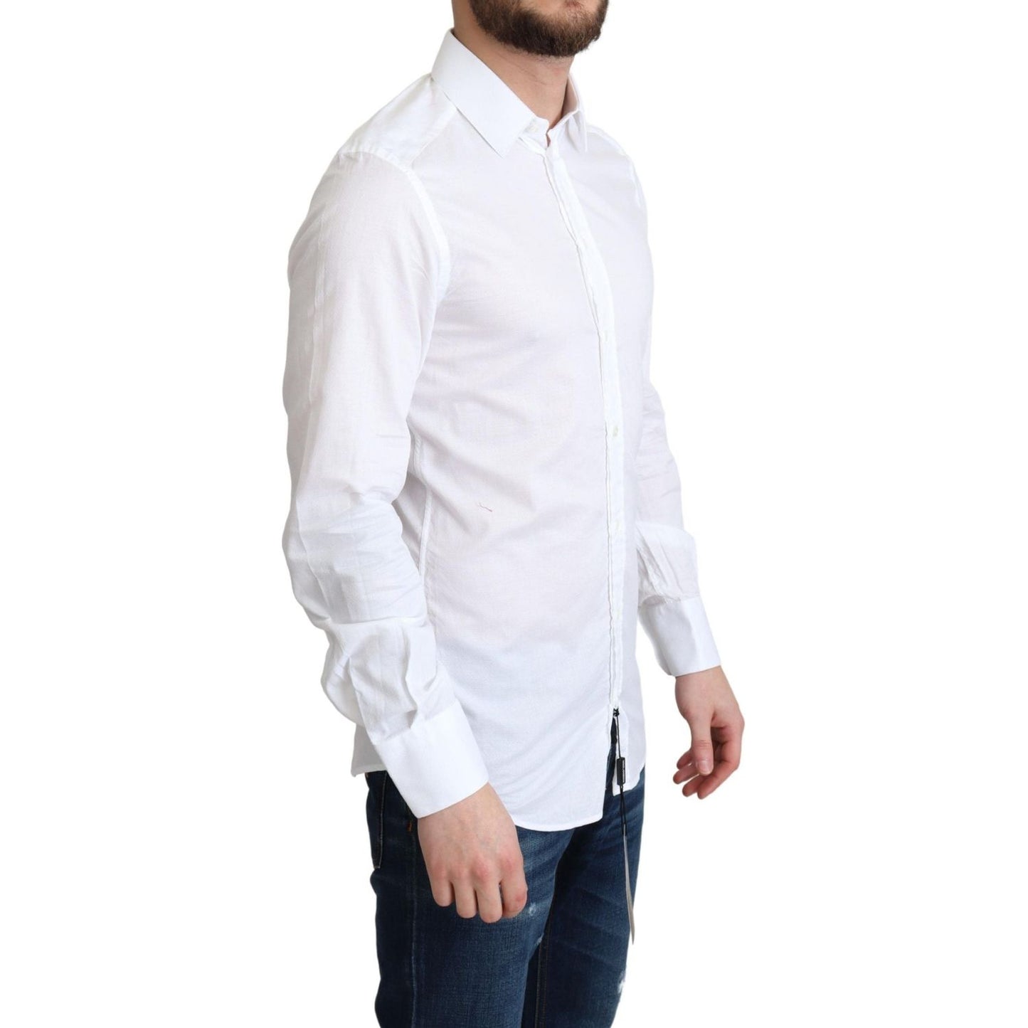 Dolce & Gabbana White Cotton Long Sleeves Formal Shirt TSH5921 -37