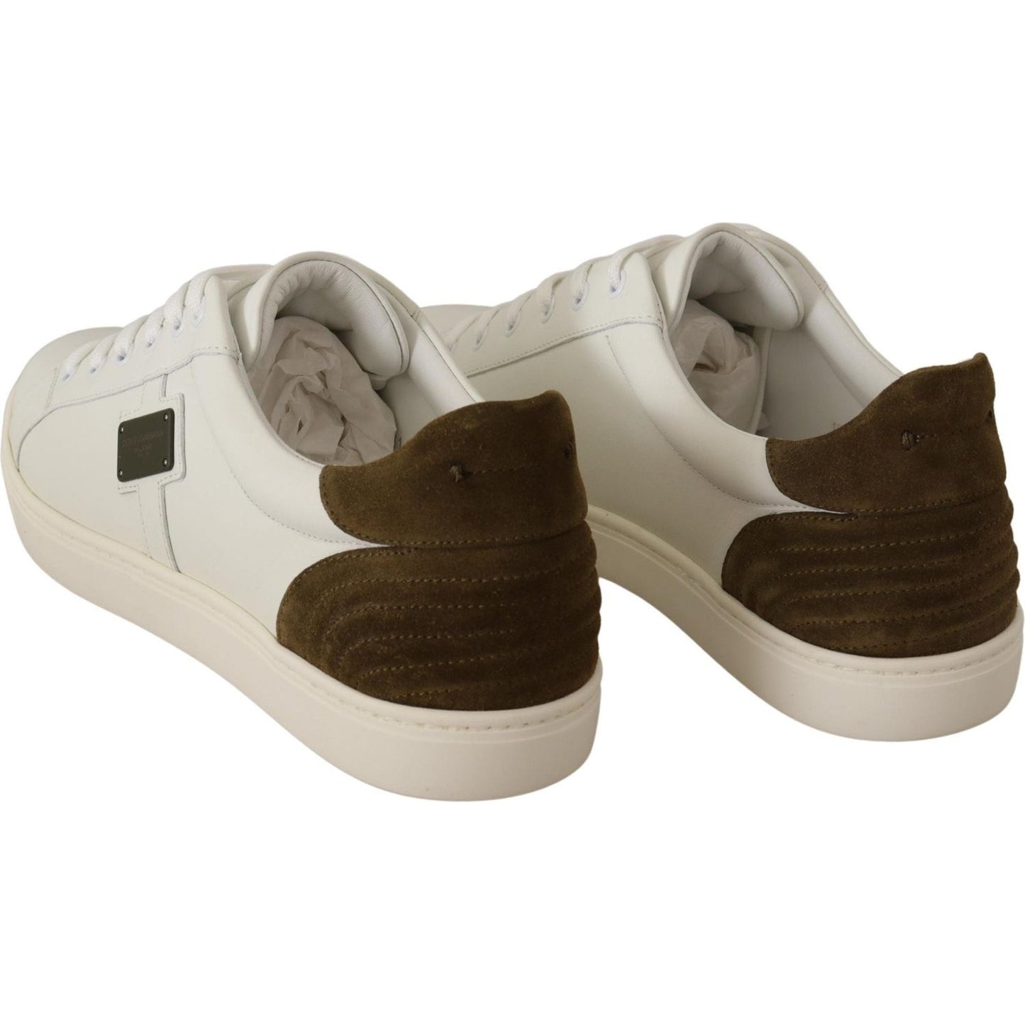 Dolce & Gabbana White Suede Leather Mens Low Tops Sneakers MV3968-39.5