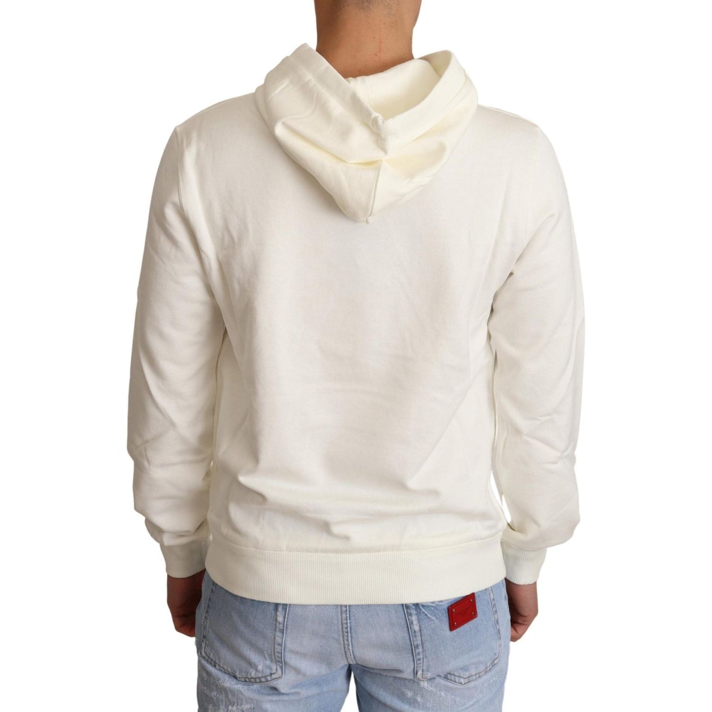 Dolce & Gabbana White King Ceasar Cotton Hooded Sweater TSH6396-IT50