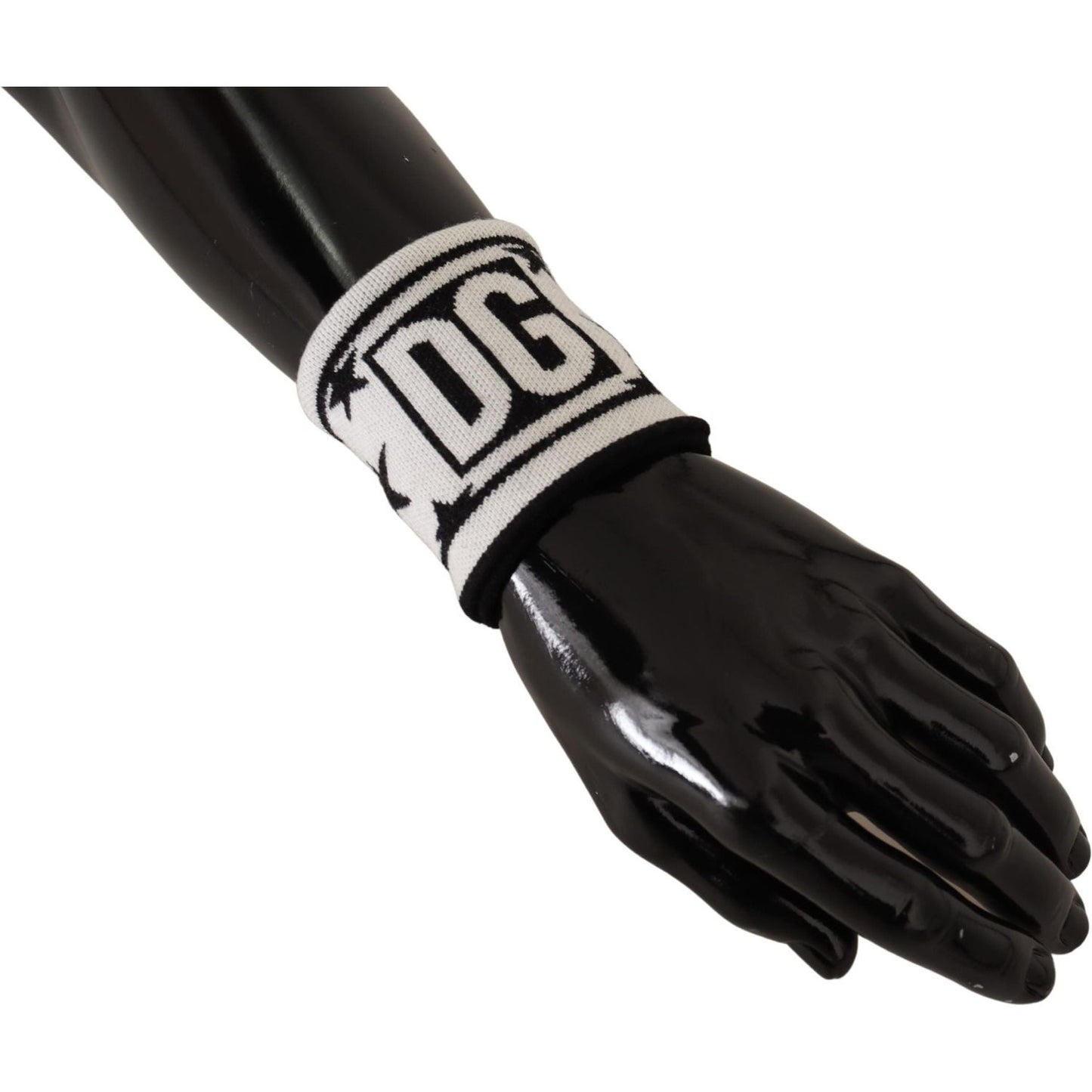 Dolce & Gabbana White Black Wool Logo #DGMILLENNIALS Wristband LB3041