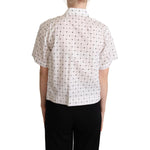 Dolce & Gabbana White Polka Dot Cotton Collared Shirt Top TSH5962 -42