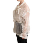 Dolce & Gabbana White Ascot Collar Long Sleeves Blouse Top TSH6157 -38