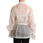 Dolce & Gabbana White Ascot Collar Long Sleeves Blouse Top TSH6157 -38