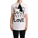 Dolce & Gabbana White Cotton Silk Blend Ascot Collar T-shirt TSH6739 -36