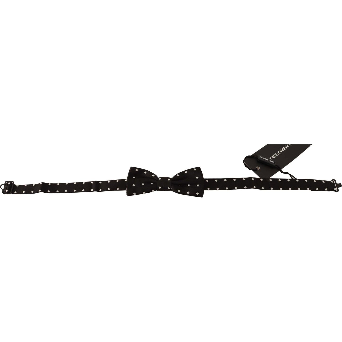 Dolce & Gabbana Black White Polka Dot Silk Adjustable Neck Papillon Bow Tie Bow Tie