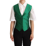 Dolce & Gabbana Green Silk Satin Sleeveless Waistcoat Vest TSH5980 -40