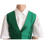 Dolce & Gabbana Green Silk Satin Sleeveless Waistcoat Vest TSH5980 -40