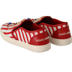 Dolce & Gabbana Red White Anchor Studded Loafers Shoes WOMAN LOAFERS