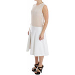 Koonhor White Pleated Bottom Tank Sheath Transparent Dress MOM26746