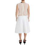Koonhor White Pleated Bottom Tank Sheath Transparent Dress MOM26746