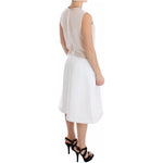 Koonhor White Pleated Bottom Tank Sheath Transparent Dress MOM26746