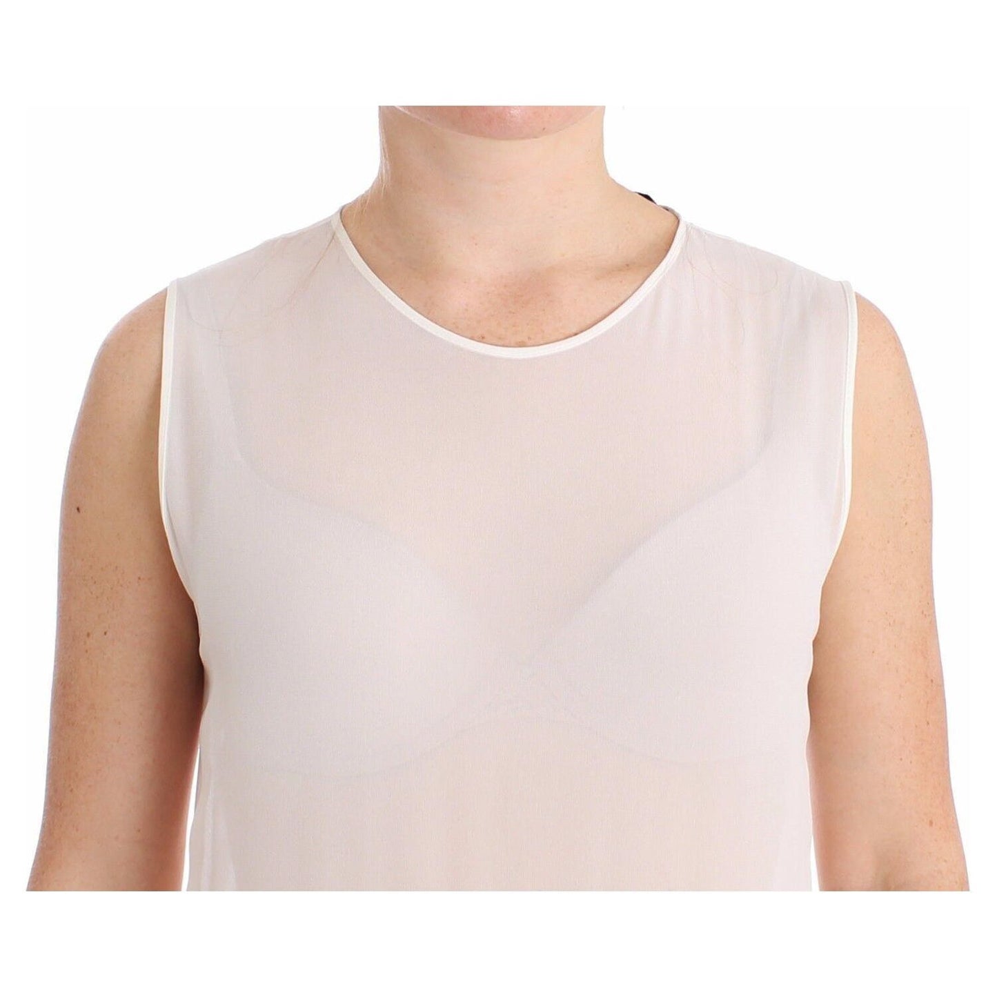 Koonhor White Pleated Bottom Tank Sheath Transparent Dress MOM26746