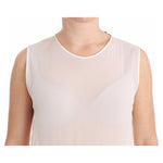 Koonhor White Pleated Bottom Tank Sheath Transparent Dress MOM26746