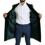 Dolce & Gabbana DOLCE & GABBANA Jacket SICILIA Green Gold Jacquard Long Coat JKT2724- 52