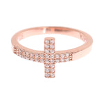Nialaya Pink Gold 925 Silver Womens Cross CZ Ring SMY11064-5