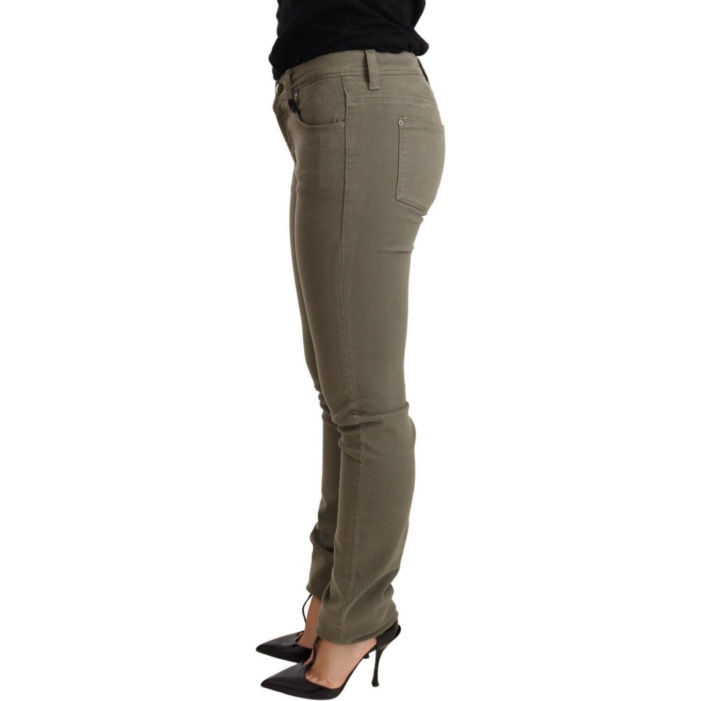 Ermanno Scervino Green Low Waist Skinny Slim Trouser Cotton Jeans PAN72061-26