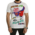 Dolce & Gabbana White Cotton Top Super Power Pig T-shirt TSH1990- 44