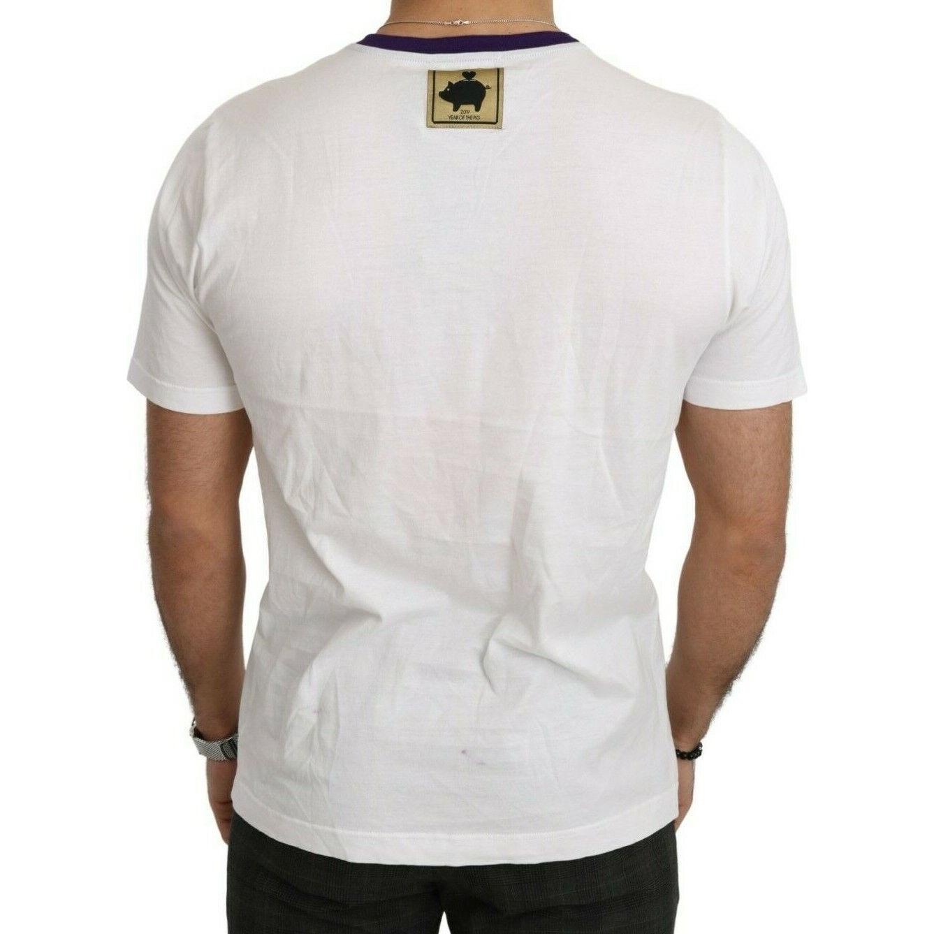 Dolce & Gabbana White Cotton Top Super Power Pig T-shirt TSH1990- 44