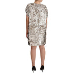 MSGM Silver Sequined Polyester Short Sleeves Shift Mini Dress DR28349 - 38