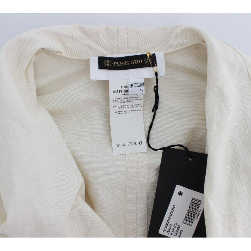 PLEIN SUD White Trench Coat Jacket SIG30998-1