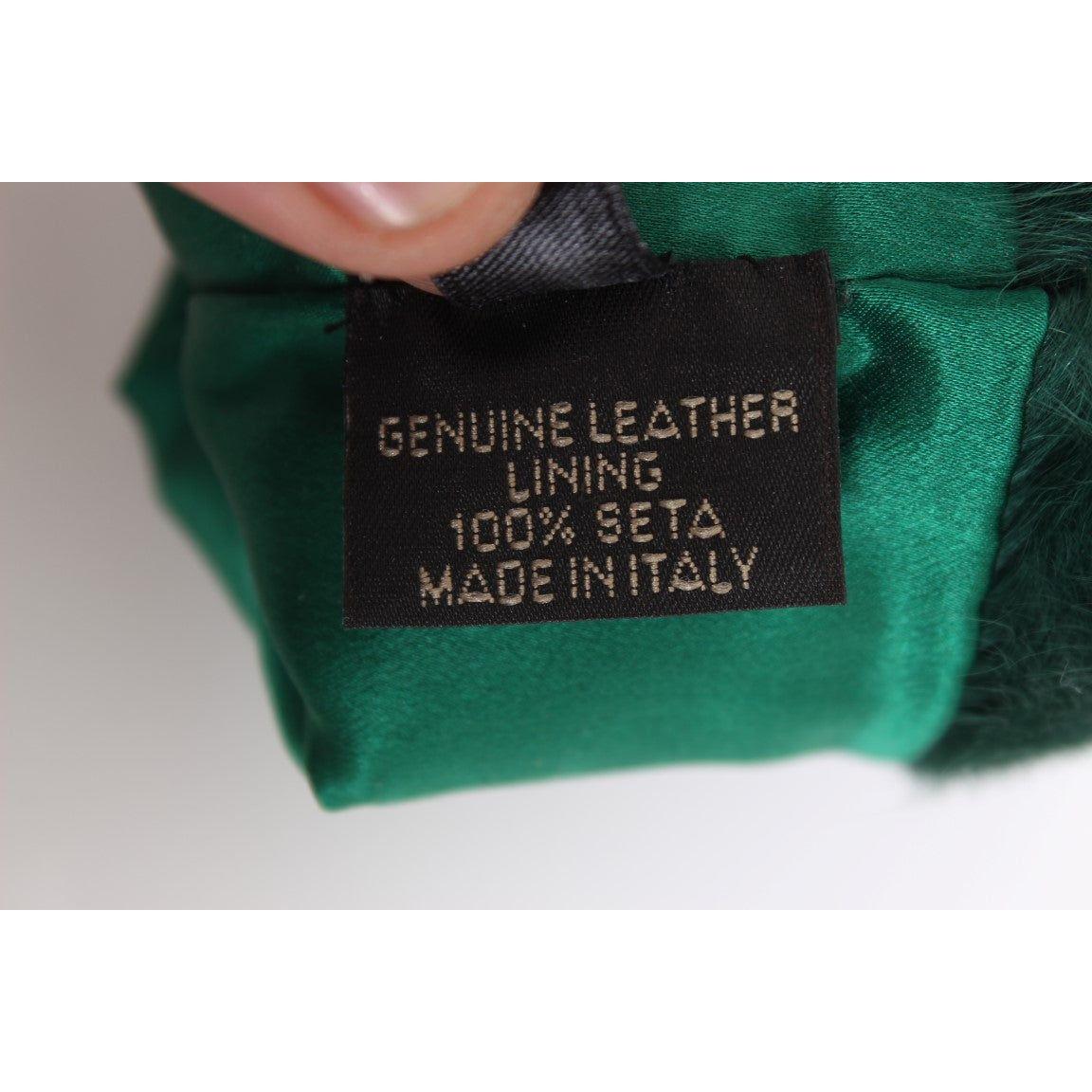 Dolce & Gabbana Green Leather Xiangao Fur Elbow Gloves LB128-1