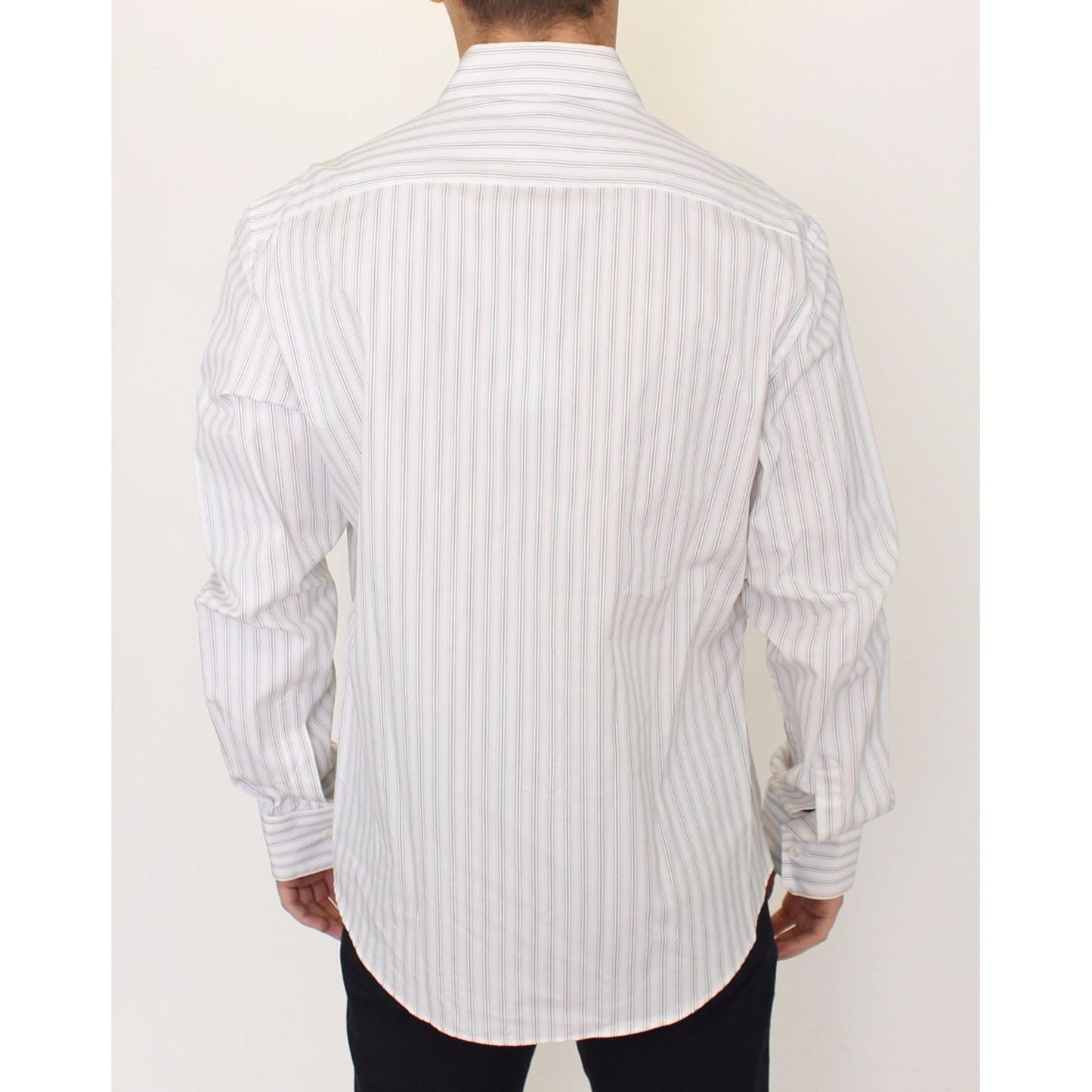 Ermanno Scervino White Black Striped Regular Fit Casual Shirt SIG10177-1