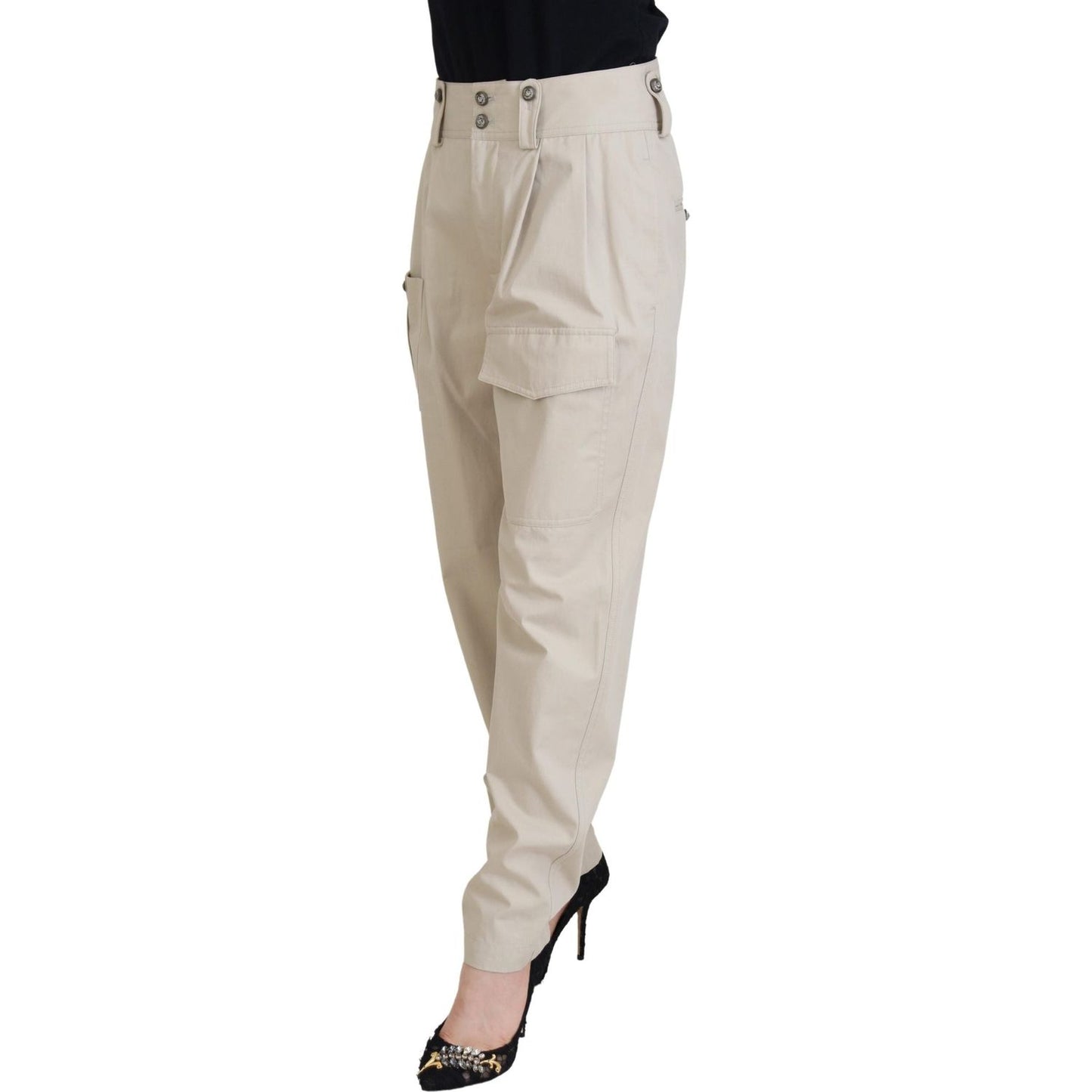 Dolce & Gabbana Beige Cotton Women Cargo Pants Jeans & Pants