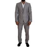 Dolce & Gabbana Silver Wool Silk 3 Piece Slim Fit Suit KOS2169- 52