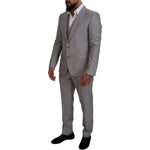 Dolce & Gabbana Silver Wool Silk 3 Piece Slim Fit Suit KOS2169- 52