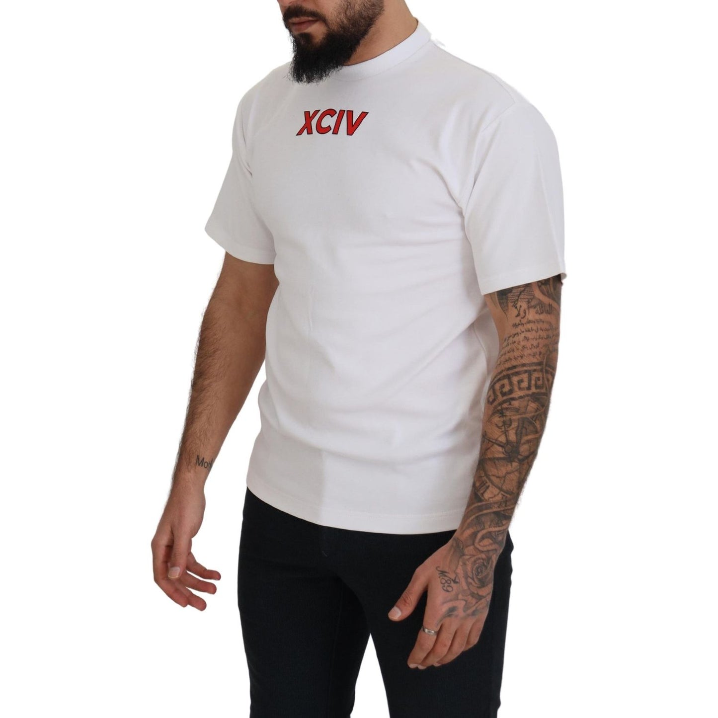 GCDS White Logo Print Cotton Short Sleeves T-shirt TSH8231 - 44